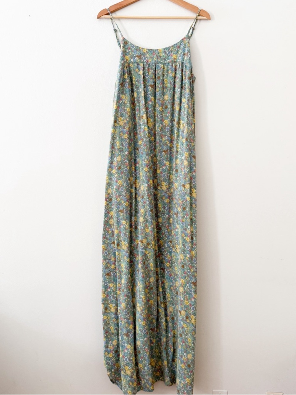 Natural Life  Boho Maxi Slip Dress Multicolor Micro Floral Flowers Large